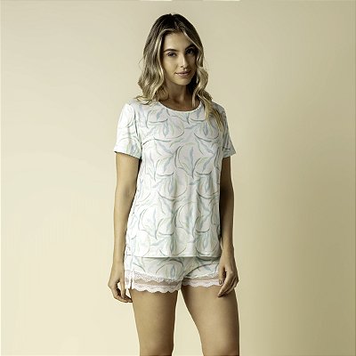 Pijama Feminino Curto Verde Organique