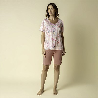 Bermudoll Feminino Rosa Floral Bisol