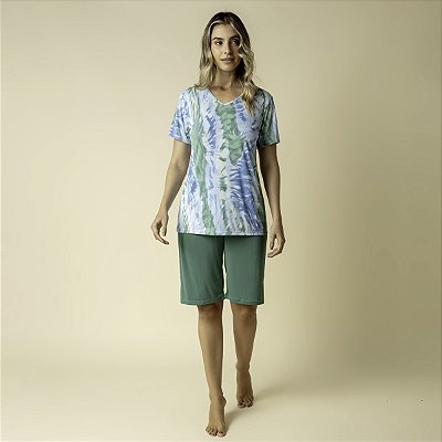 Bermudoll Feminino Verde Ondas