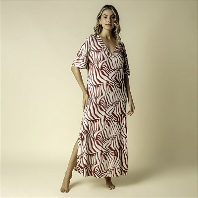 Kaftan Feminino Longo Bordô Antilope