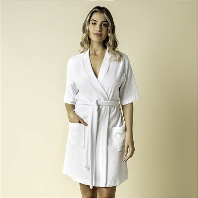 Robe Kimono Feminino Atoalhado Branco