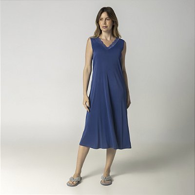 Camisola Midi Regata Azul Atalaia com Renda
