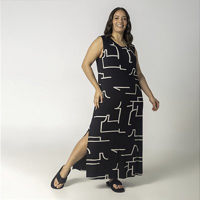 Camisola Longa Plus Size Modernique Preto