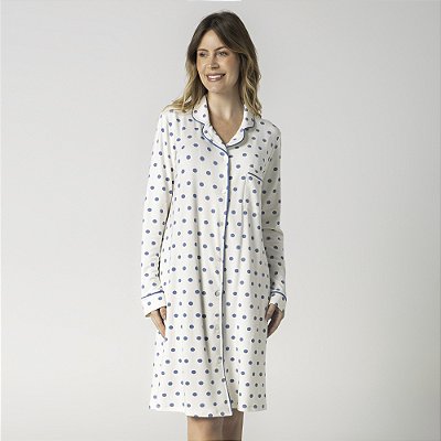 Camisão Feminino Aberto Poá Azul