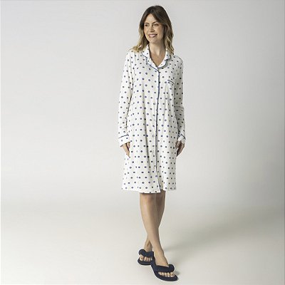 Camisão Feminino Aberto Poá Azul