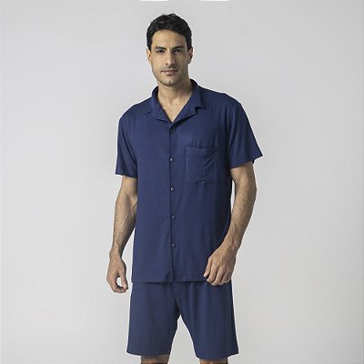 Pijama Masculino Curto Aberto Marinho