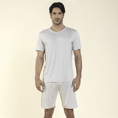 Pijama Masculino Curto Modal Cinza Silver