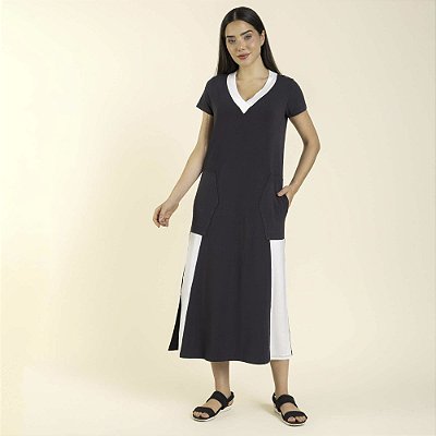 Vestido Midi com Bolso Preto com Off White