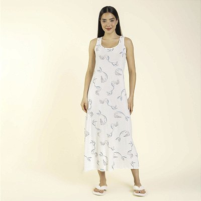 Camisola Longa Regata Branco e Azul Sereia