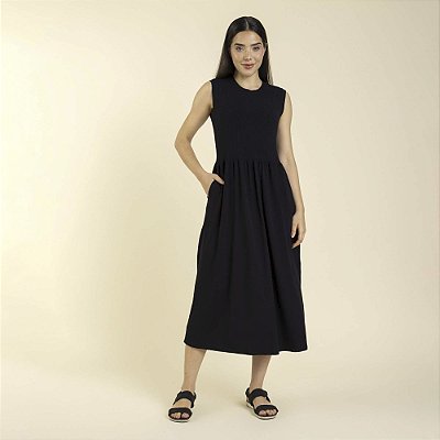 Vestido Regata Visco Heavy Preto com Bolso
