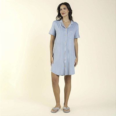 Camisão Feminino Curto Aberto Azul Sereno