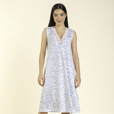 Camisola Midi Regata Floral Azul Romance
