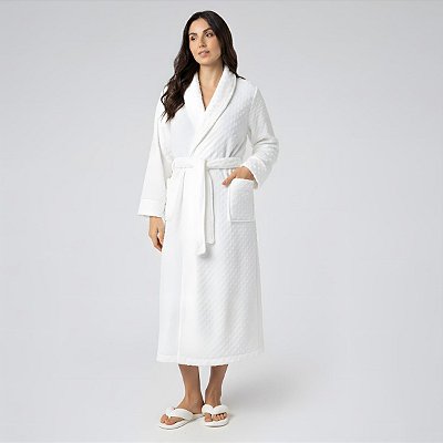 Robe Longo em Malha Fleece Off White