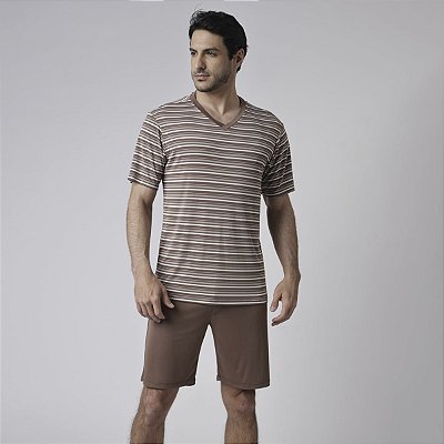 Pijama Masculino Curto Listrado Choco