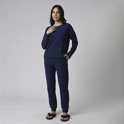 Pijama Feminino Longo Ultrasoft Marinho