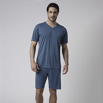 Pijama Masculino Poliamida Curto Azul Maré