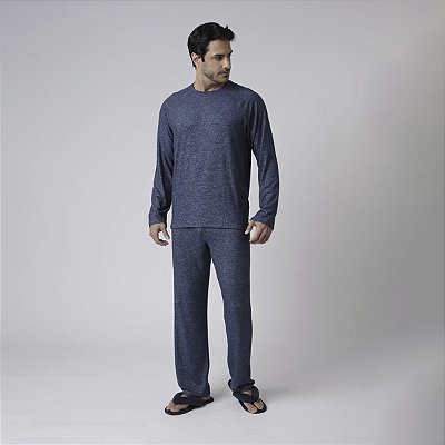 Pijama Masculino Longo Cashmere Touch Marinho