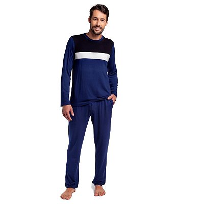 Pijama Masculino de Inverno Azul Marinho com Bolso