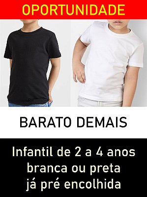 Ponta de estoque - Infantil preta e branca de 2 e 4 anos amaciada e pré-encolhida - R$ 10,00 no atacado(mais de R$ 400,00), PIX e usando o cupom (5000), permitindo combinar cores, tamanhos e modelos.