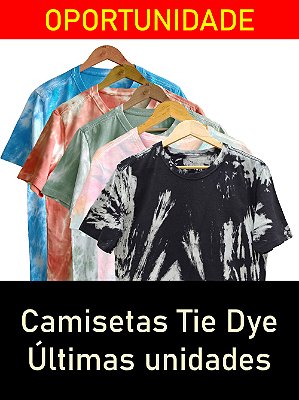 Ponta de estoque Tie Dye -  R$ 18,90 no atacado(mais de R$ 400,00), PIX e usando o cupom (5000), permitindo combinar cores, tamanhos e modelos P, M, G, GG.