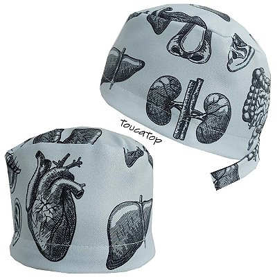 Gorro Cirúrgico, Órgãos Partes do Corpo, Grafite Desenho, Azul Cinza
