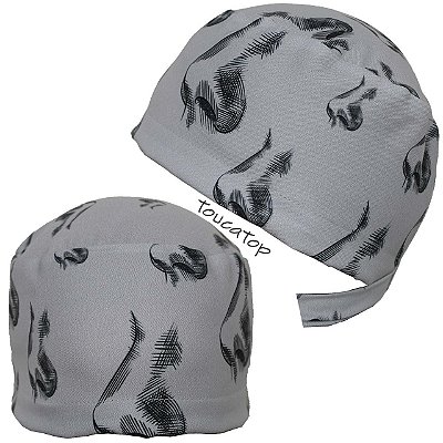 Gorro Cirúrgico. Narizes Desenhados, Grafite Preto, Cinza
