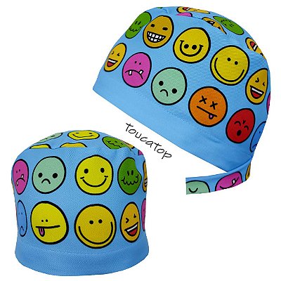 Gorro Cirúrgico, Emojis Coloridos, Azul