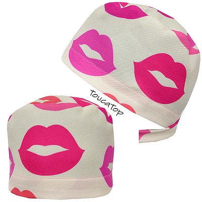 Gorro Cirúrgico, Boca Beijos, Bege