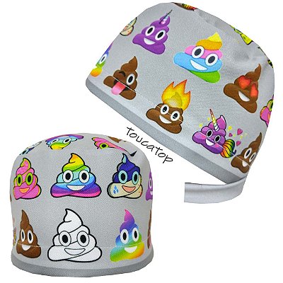 Gorro Cirúrgico, Emojis Cocôzinho, Cinza
