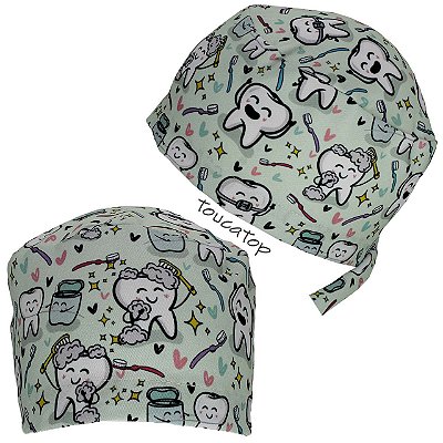 Gorro Cirúrgico, Odontologia, Dentes ,Happy Design, Verde