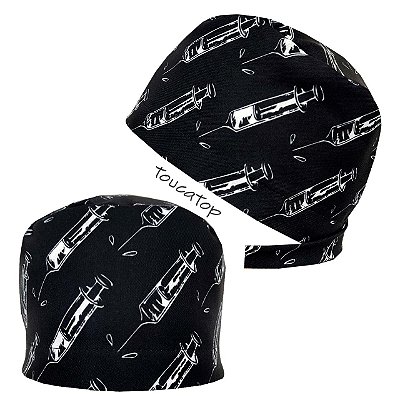 Gorro Cirúrgico, Seringas Brancas, Preto