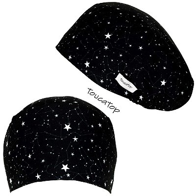 Touca Feminina ALICE, Constelações e Estrelas, Preto