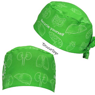 Gorro Cirúrgico, Órgãos Rim, Pulmão, Recycle Yourself, Verde