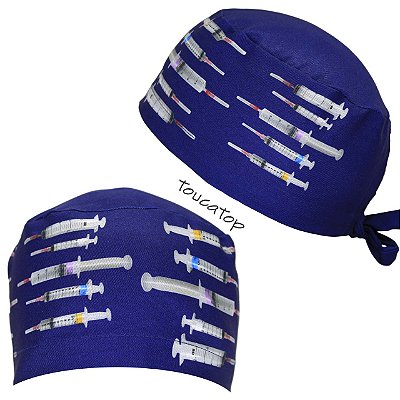 Gorro Cirúrgico, Anestesia, Seringas Horizontais, Azul