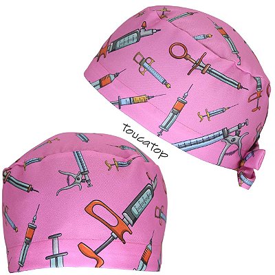 Gorro Cirúrgico, Anestesia, Seringas Laranja, Rosa
