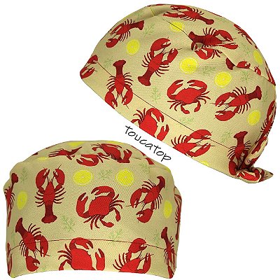 Gorro Cirúrgico, Caranguejo, Lagosta, Limão, Bege