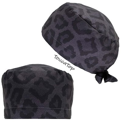 Gorro Cirúrgico, Animal Print, Onça Pintada, Preta e Cinza