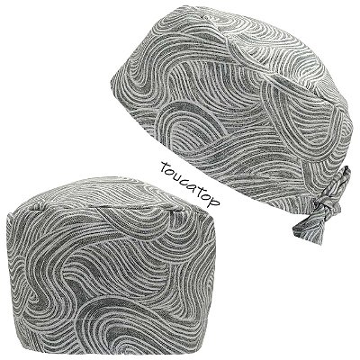 Gorro Cirúrgico, Greys Anatomy, Ondas Abstratas, Cinza