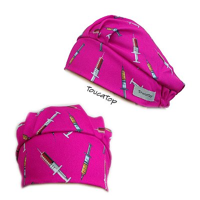 Touca Cirúrgica Feminina, Seringas, Anestesista, Rosa Pink
