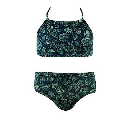 Conjunto de Biquíni Infantil Kids Ondas Verde