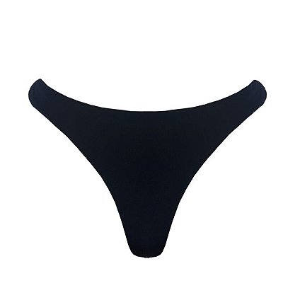 Calcinha de Biquíni Tanga Fio Duplo Preto Liso