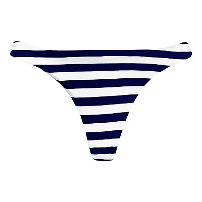 Calcinha de Biquíni Tanga Fio Duplo Listras Azul Navy