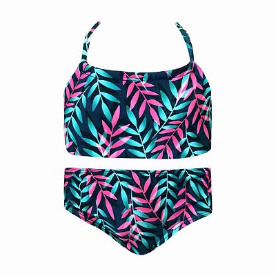 Conjunto de Biquíni Infantil Kids Floral Framboesa Marinho