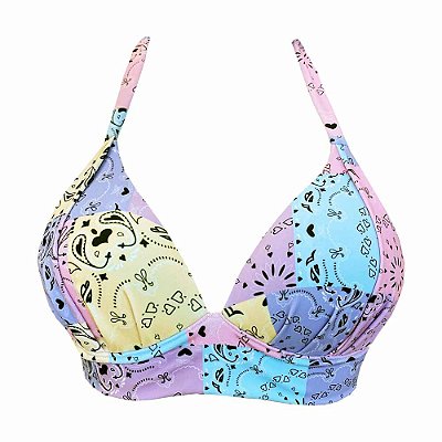 Top de Biquíni Meia Taça Candy Love Colorido