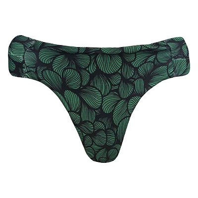Calcinha Tradicional de Biquíni Alça Larga Borboleta Ondas Verde
