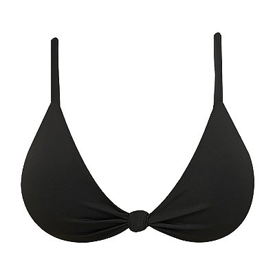 Top de Biquíni Triangulo Nó Preto Liso
