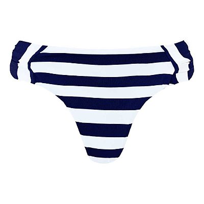 Calcinha Tradicional de Biquíni Alça Larga Borboleta Listras Azul Navy