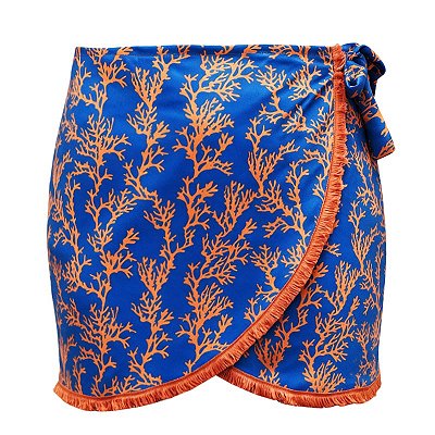 Saída de Praia Saia Pareô Coral Laranja
