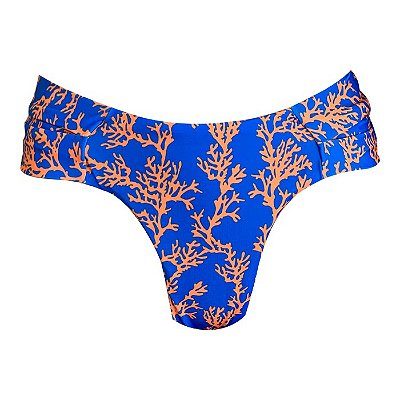 Calcinha Tradicional de Biquíni Alça Larga Borboleta Coral Laranja