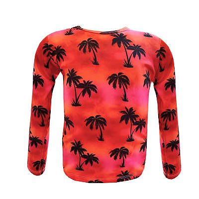 Camiseta de Praia Infantil Kids Manga Longa Coqueiro Por do Sol